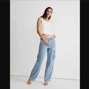 Madewell Low-Slung Straight Cargo Jeans in Coleman Wash Size 28